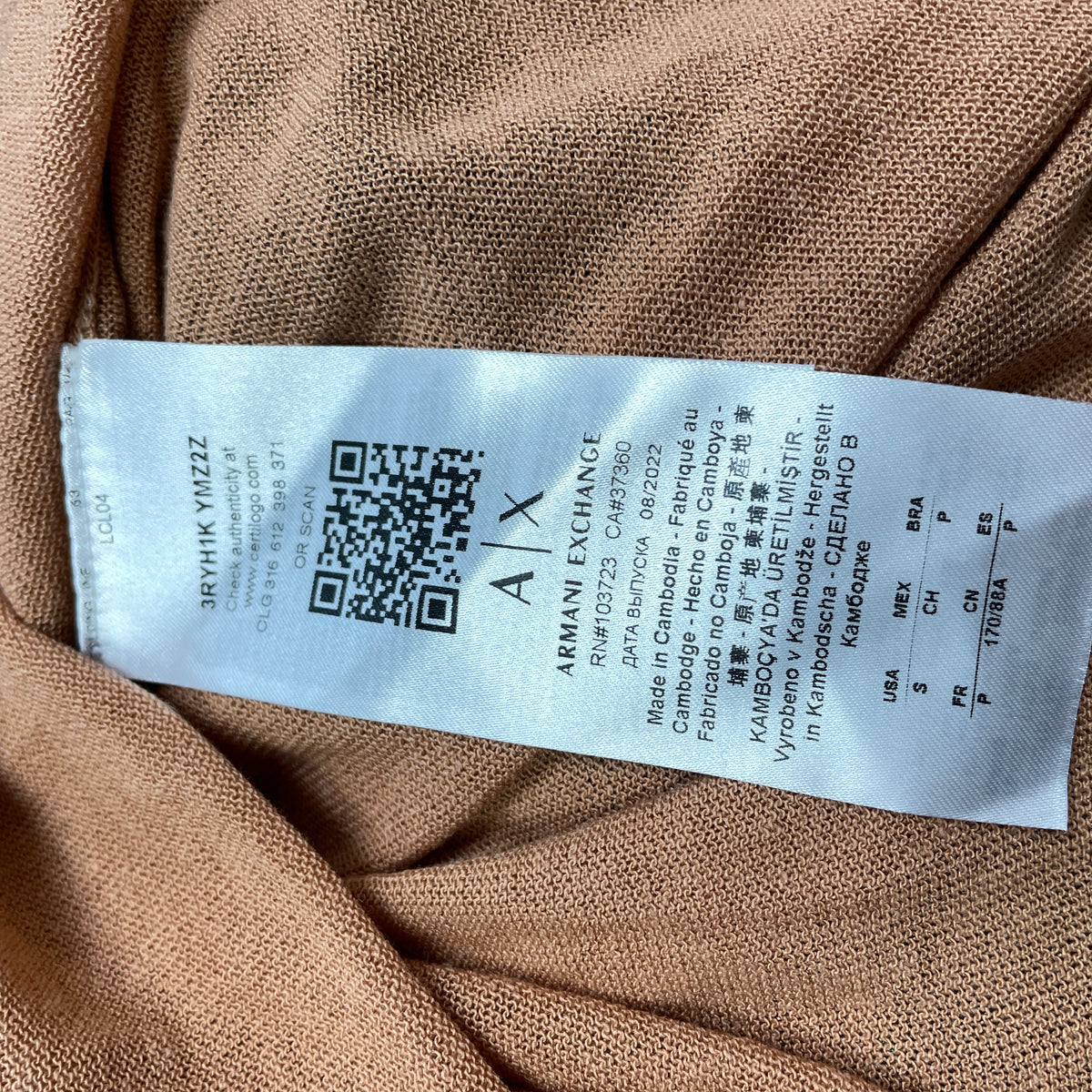 AX ARMANI EXCHANGE ленен плетен топ